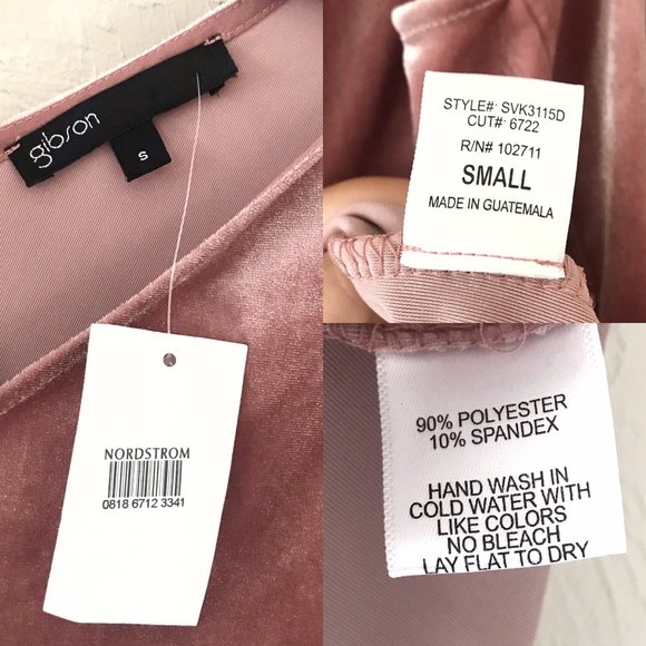 GIBSON x GLAM SQUAD Tara Bow Detail Velvet Top S - Picture 8 of 8